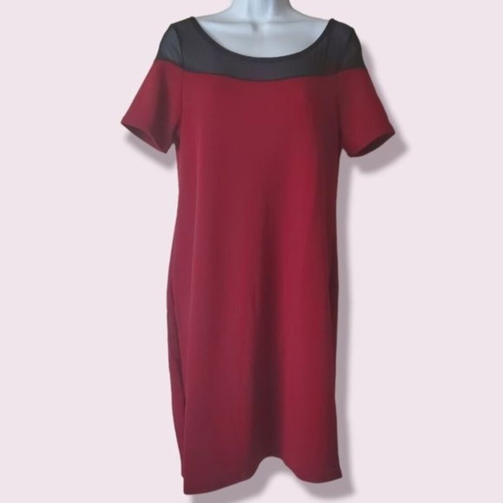 Pinkblush Maternity‎ Solid Red-Black Color Round Neck Size Medium Dress New